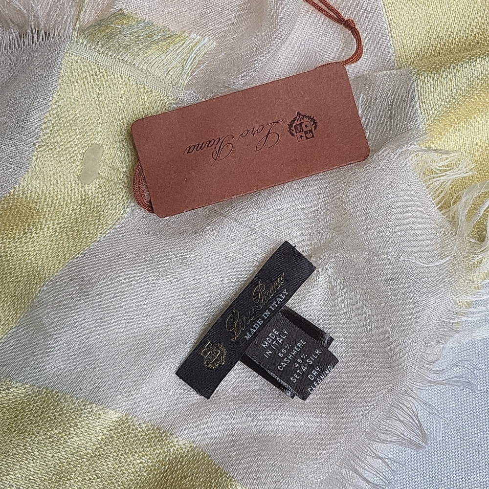 NWT$825 Loro Piana Large Square Stripe Cashmere & Silk Fringe Scarf Shawl - Picture 10 of 14